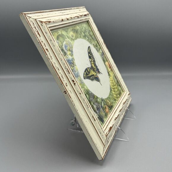 2000 Distressed Square Framed Lila Rose Butterfly Print Cottagecore Gardens 10.5 - Picture 3 of 9